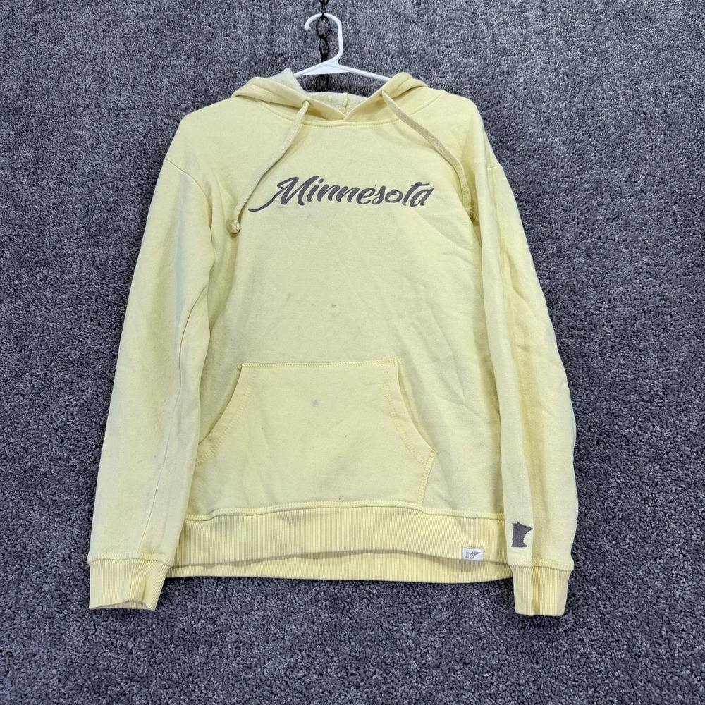 Blue 84 Hoodie Womens Medium Yellow Fleece Pullover Minnesota Graphic Kangaroo